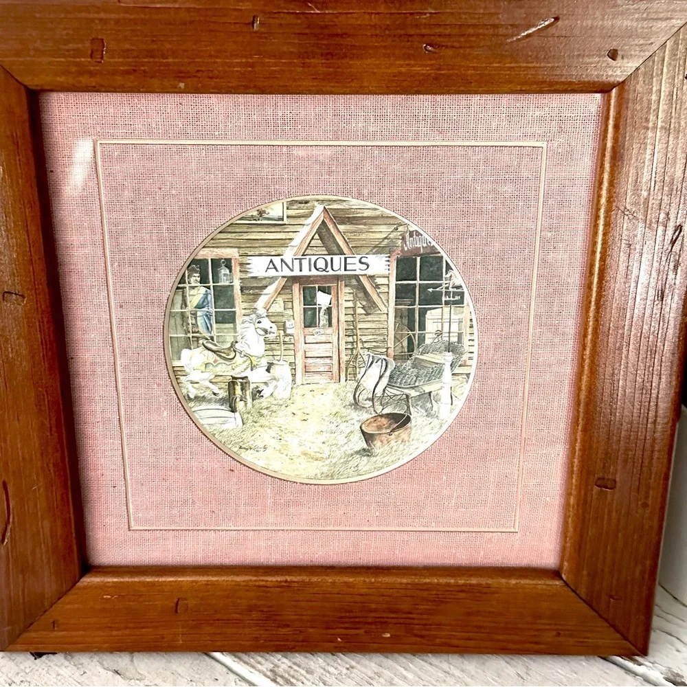 Vintage Antique Shops Art Print Wood Framed Wall Art Cottagecore Carousel Horse